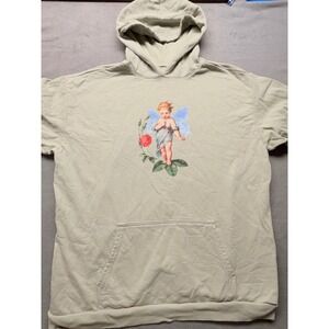 Boys Lie 2020 Cherub Angel Graphic Hoodie Sage Green Quote Mens XL -FLAWED